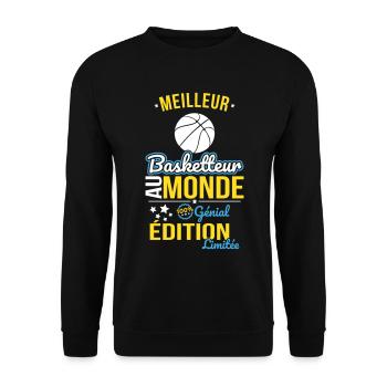 Bester Basketballspieler der Welt - 100% genial - Unisex Pullover - Schwarz - Vorne - Alina (178cm) & Michal (187cm)