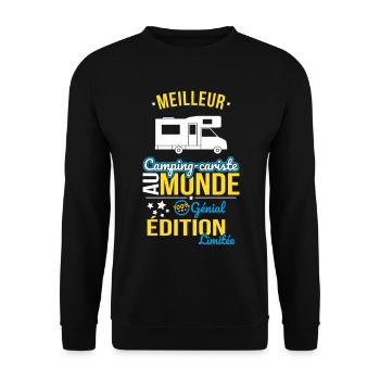Meilleur Camping-cariste au monde - 100% génial - Sweat-shirt Unisexe - noir - Devant - Alina (178cm) & Michal (187cm)