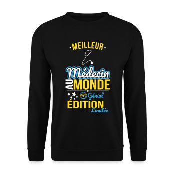 World's Best Doctor - 100% Awesome - Unisex Sweatshirt - black - Front - Alina (178cm) & Michal (187cm)