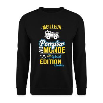 Bester Feuerwehrmann der Welt - 100% genial - Unisex Pullover - Schwarz - Vorne - Alina (178cm) & Michal (187cm)