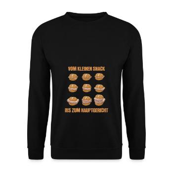 Leberkäse Snack Bayrisch Leberkässemmel - Unisex Pullover - Schwarz - Vorne - Alina (178cm) & Michal (187cm)