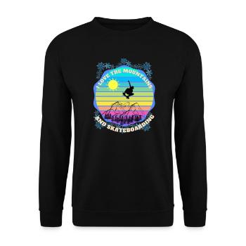 Ich liebe die schöne Natur mit Bergen und skaten - Unisex Pullover - Schwarz - Vorne - Alina (178cm) & Michal (187cm)