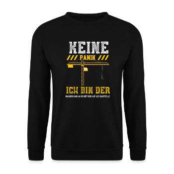Keine Panik Ich Bin Der Bauherr... - Unisex Pullover - Schwarz - Vorne - Alina (178cm) & Michal (187cm)
