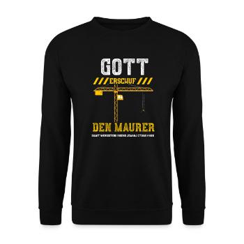 Gott Erschuf Den Maurer Damit We... - Unisex Pullover - Schwarz - Vorne - Alina (178cm) & Michal (187cm)