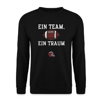 Ein Team, ein Traum - Football - Unisex Pullover - Schwarz - Vorne - Alina (178cm) & Michal (187cm)