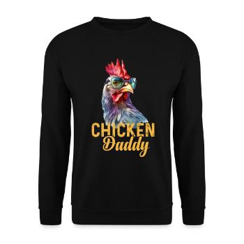 Un drôle de papa poulet avec des lunettes de soleil - Sweat-shirt Unisexe - noir - Devant - Alina (178cm) & Michal (187cm)