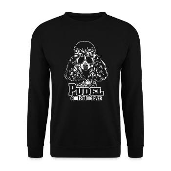 PUDEL coolest dog ever Hundespruch Hunde Hund - Unisex Pullover - Schwarz - Vorne - Alina (178cm) & Michal (187cm)