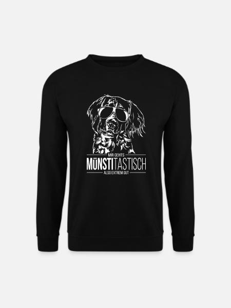 MÜNSTITASTISCH Kleiner Münsterländer Spruch Hunde - Unisex Pullover - Schwarz