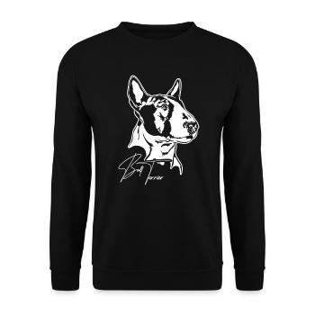 BULL TERRIER Hunde Portrait Hund Wilsigns - Unisex Pullover - Schwarz - Vorne - Alina (178cm) & Michal (187cm)