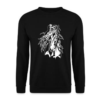 PFERD Portrait Pferde Reiter Wilsigns - Unisex Pullover - Schwarz - Vorne - Alina (178cm) & Michal (187cm)