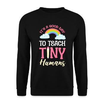 C’est une bonne journée pour enseigner aux petits humains Éducateur - Sweat-shirt Unisexe - noir - Devant - Alina (178cm) & Michal (187cm)