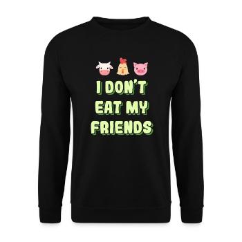 Hühner Kuh Schwein Freunde Design für Veganer - Unisex Pullover - Schwarz - Vorne - Alina (178cm) & Michal (187cm)