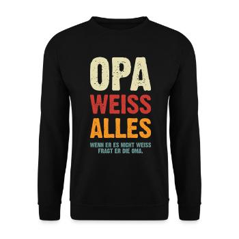 Opa Weiss Alles - Unisex Pullover - Schwarz - Vorne - Alina (178cm) & Michal (187cm)