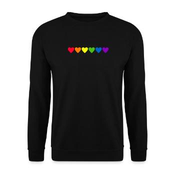 Gay Pride Herzen Gay Pride Flag LGBT - Unisex Pullover - Schwarz - Vorne - Alina (178cm) & Michal (187cm)