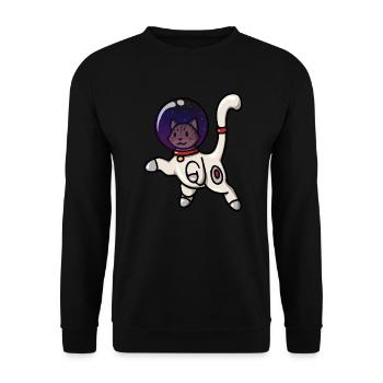 Chat de l'espace Spacecat! Idée cadeau Astrocat All - Sweat-shirt Unisexe - noir - Devant - Alina (178cm) & Michal (187cm)
