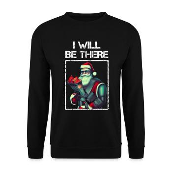 Futuristisch Sci-Fi Punk Weihnachtsmann Cyborg - Unisex Pullover - Schwarz - Vorne - Alina (178cm) & Michal (187cm)