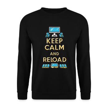 Ruhe bewahren und nachladen - Unisex Pullover - Schwarz - Vorne - Alina (178cm) & Michal (187cm)