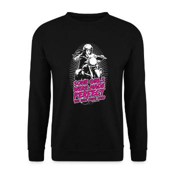 Girls were made Perfect - auf schwarz RAHMENLOS B - Unisex Pullover - Schwarz - Vorne - Alina (178cm) & Michal (187cm)