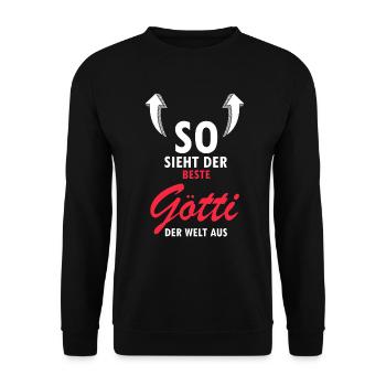 Götti Geschenk Taufgötte Firmggötti Shirt Götti - Unisex Pullover - Schwarz - Vorne - Alina (178cm) & Michal (187cm)