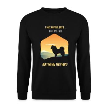 Australian Shepherd Geschenk - Unisex Pullover - Schwarz - Vorne - Alina (178cm) & Michal (187cm)
