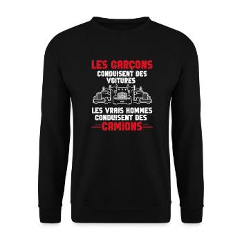 Vrai homme camionneur - Sweat-shirt Unisexe - noir - Devant - Alina (178cm) & Michal (187cm)