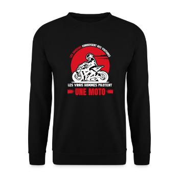 Vrai homme motard - Sweat-shirt Unisexe - noir - Devant - Alina (178cm) & Michal (187cm)