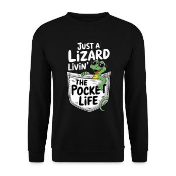 Cool Lizard Livin' the Pocket Life - Unisex Sweatshirt - black - Front - Alina (178cm) & Michal (187cm)