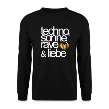 Techno Sonne Rave & Liebe Sommer Musik Festivals - Unisex Pullover - Schwarz - Vorne - Alina (178cm) & Michal (187cm)