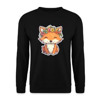 Petit renard avec couronne de fleurs - Sweat-shirt Unisexe - noir - Devant - Alina (178cm) & Michal (187cm)