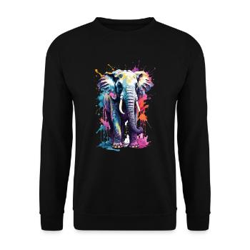 Elephant Cool Color Explosion on the Savannah - Unisex Sweatshirt - black - Front - Alina (178cm) & Michal (187cm)