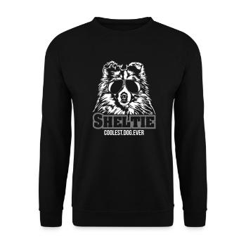 SHELTIE coolest dog Hundespruch Wilsigns Hunde - Unisex Pullover - Schwarz - Vorne - Alina (178cm) & Michal (187cm)