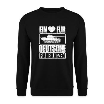 Panzer - Deutsche Raubkatzen - Panzerfahrer - Unisex Pullover - Schwarz - Vorne - Alina (178cm) & Michal (187cm)