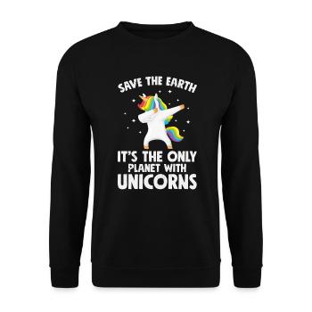 Unicorns Save the earth - Unisex Sweatshirt - black - Front - Alina (178cm) & Michal (187cm)