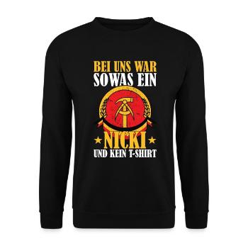 DDR Nicki Nostalgie Ostalgie Geschenk - Unisex Pullover - Schwarz - Vorne - Alina (178cm) & Michal (187cm)
