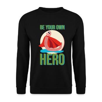 Earthworm Superhero Hero Cape Puddle Gift - Unisex Sweatshirt - black - Front - Alina (178cm) & Michal (187cm)