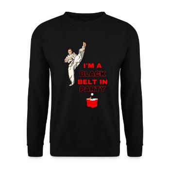 I'M A BLACK BELT IN PARTY - Unisex Sweatshirt - black - Front - Alina (178cm) & Michal (187cm)