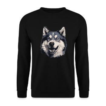 Husky Chien de traîneau Husky Head - Sweat-shirt Unisexe - noir - Devant - Alina (178cm) & Michal (187cm)
