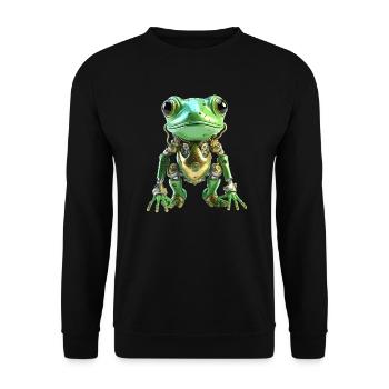 Green Frog Robot - Unisex Sweatshirt - black - Front - Alina (178cm) & Michal (187cm)