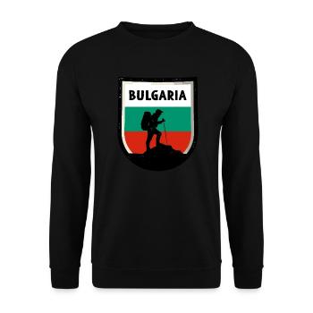 Bulgarien Flagge Bulgarische Fahne Goldstrand - Unisex Pullover - Schwarz - Vorne - Alina (178cm) & Michal (187cm)
