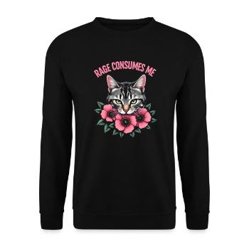 Rage Consumes Me Funny Catflower - Unisex Sweatshirt - black - Front - Alina (178cm) & Michal (187cm)