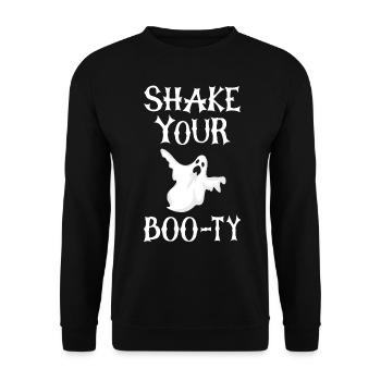 Halloween Party Ghost Ghost Shake yor boo-ty - Sweat-shirt Unisexe - noir - Devant - Alina (178cm) & Michal (187cm)