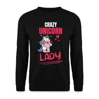 Lady Frauen Fantasy Tier Lustiges Geschenk Einhorn - Unisex Pullover - Schwarz - Vorne - Alina (178cm) & Michal (187cm)