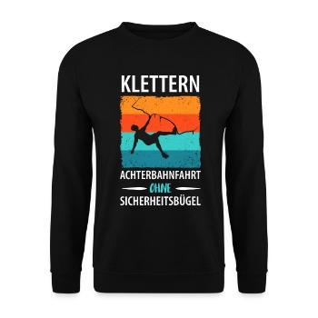 Vintage Bouldern Boulderer Klettern Kletterer - Unisex Pullover - Schwarz - Vorne - Alina (178cm) & Michal (187cm)