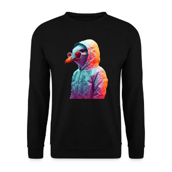 Seagull with sunglasses Colorful Cool seagulls Seabird - Unisex Sweatshirt - black - Front - Alina (178cm) & Michal (187cm)
