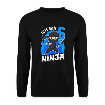 6. Geburtstag Ninja Junge 6 Jahre alt Ninjas - Unisex Pullover - Schwarz - Vorne - Alina (178cm) & Michal (187cm)