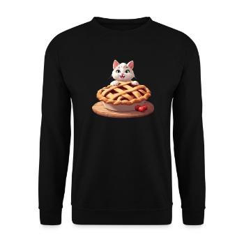 Chat angora sur tarte aux pommes - Sweat-shirt Unisexe - noir - Devant - Alina (178cm) & Michal (187cm)