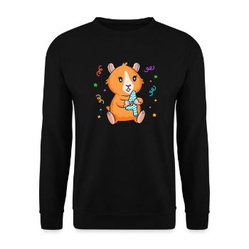 Guinea Pig 4th Birthday Girl 4 years old - Unisex Sweatshirt - black - Front - Alina (178cm) & Michal (187cm)