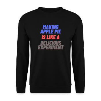 Apfelkuchen mit grauer Schrift - Unisex Pullover - Schwarz - Vorne - Alina (178cm) & Michal (187cm)