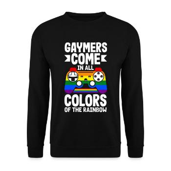 Gaymers come in all colors of the rainbow - Unisex Sweatshirt - black - Front - Alina (178cm) & Michal (187cm)