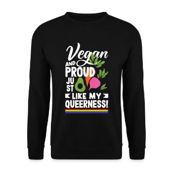 Vegan and Proud Just Like My Queerness Vegan - Unisex Sweatshirt - black - Front - Alina (178cm) & Michal (187cm)